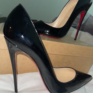 Christian Louboutin So Kate Black Paten Pumps